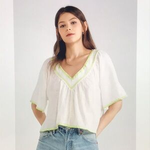 Zara embroidered rustic top S